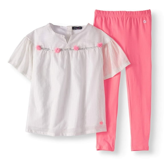 Baby Toddler Girl Poplin Blouse & Leggings, 2pc Outfit Set