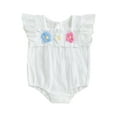 thumbnail image 1 of Baby Toddler Girl Romper 3 6 9 12 Months Smocked Flower Embroidery Flying Sleeve Newborn Jumpsuit Perfect for Summer, 1 of 9