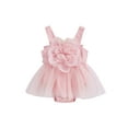thumbnail image 1 of Baby Toddler Girl Sleeveless Romper Dress 3 6 12 18 Months Casual Mesh Flowers Summer Jumpsuit for Newborn Toddler Cute Clothes, 1 of 9