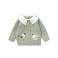 thumbnail image 1 of Baby Toddler Girl Sweater Cardigan 6 9 12 18 24 Months 2T 3T Rooster Embroidery Doll Collar Long Sleeve Button Down Tops for Fall Winter, 1 of 9