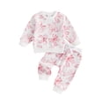 thumbnail image 1 of Baby Toddler Girl Valentine's Day Outfits 3 6 9 12 18 24 Months Long Sleeve Bow Print Sweatshirt + Pocket Pants Set Toddler Clothes, 1 of 9