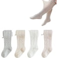 thumbnail image 1 of Baby Toddler Girl's Tights 3/4/5 Pack Cable Knit Leggings Little Girls Seamless Stockings Bows Cotton Pantyhose, 1 of 7