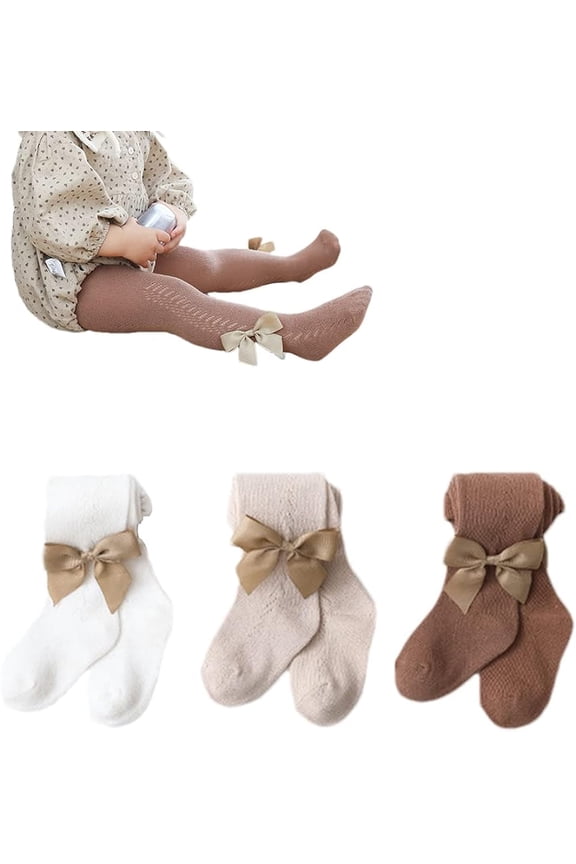Baby Toddler Girl's Tights 3/4/5 Pack Cable Knit Leggings Little Girls Seamless Stockings Bows Cotton Pantyhose
