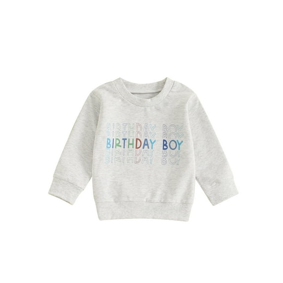 Baby Toddler Girls Boys Sweatshirt, 6 12 18 24 Months 2T 3T 4T Long Sleeve Crew Neck Letters Print Hoodie Pullover Birthday Clothes