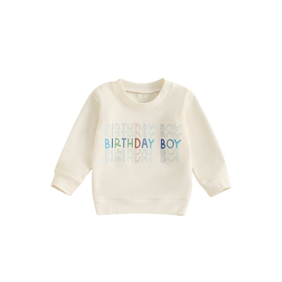 Baby Toddler Girls Boys Sweatshirt, 6 12 18 24 Months 2T 3T 4T Long Sleeve Crew Neck Letters Print Hoodie Pullover Birthday Clothes
