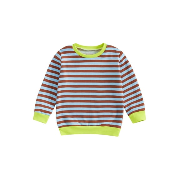 Baby Toddler Girls Boys Sweatshirt, 6 12 18 24 Months 2T 3T 4T Long Sleeve Crew Neck Striped Hoodie Pullover Clothes