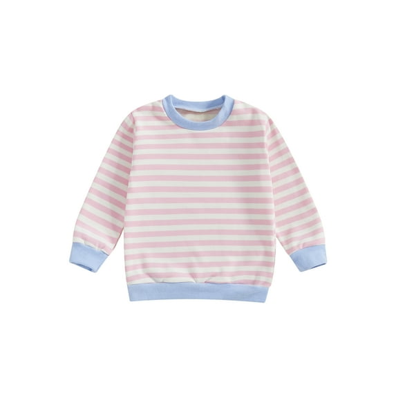 Baby Toddler Girls Boys Sweatshirt, 6 12 18 24 Months 2T 3T 4T Long Sleeve Crew Neck Striped Hoodie Pullover Clothes