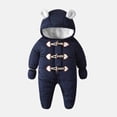 thumbnail image 1 of Baby Toddler Girls Boys Winter Hooded Romper Snowsuit Booties Cotton Jumpsuit Outfits Dark Blue 6-9 Months, 1 of 6