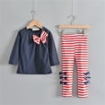 thumbnail image 1 of Baby Toddler Girls Clothes Sets Kids Long Sleeve Bow Shirts Tops Stripe Pants Fall Winter Outfits, 1 of 4