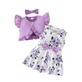 thumbnail image 1 of Baby Toddler Girls Clothes Solid Color Sleeveless Camisole Linen Pants Set Baby Summer Outfits T-Shirt Elastic Waist Shorts Set Cartoon Print Summer 2pcs Set Dailywear Set 12-18 Months, 1 of 4