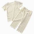 thumbnail image 1 of Baby Toddler Girls Clothes Summer Outfits Heart Printed Short Sleeve Tops with Pants 2 Piece Sets Beige 6-7 Years, 1 of 5