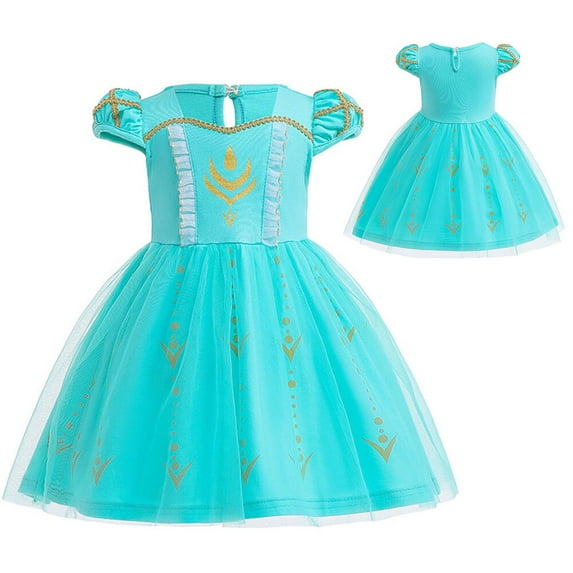Baby & Toddler Girls Jasmine Princess Dress Short Sleeve Cosplay Dress Up