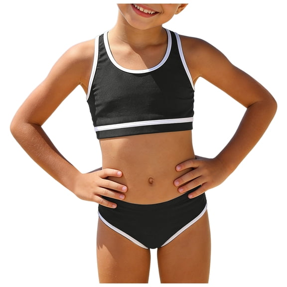 Baby/Toddler Girls Long Sleeve Rash Guard UPF50+ Sun Protected Bikini Swimsuit,Black