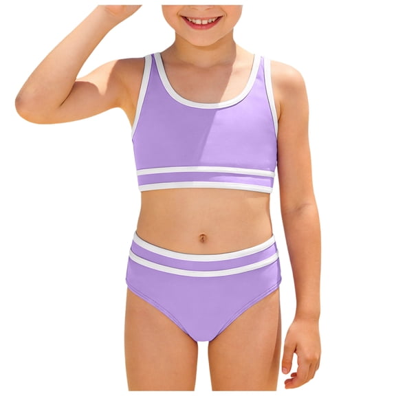 Baby/Toddler Girls Long Sleeve Rash Guard UPF50+ Sun Protected Bikini Swimsuit,Purple