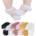 thumbnail image 1 of Baby Toddler Girls Princess Cotton Frilly Socks Lace Ruffle Pack of 4/5/6 Thin Mesh Summer for Dress, 1 of 7
