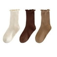 thumbnail image 1 of Baby Toddler Girls Ruffle Socks Soft Comfy Infant Girl's Midi High Solid Cotton Long Socks 3 Pairs, 1 of 7