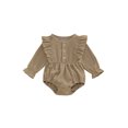 thumbnail image 1 of Baby Toddler Girls Spring Autumn Romper 3 6 12 18 Months Long Sleeve Round Neck Solid Color Button Jumpsuit, 1 of 9