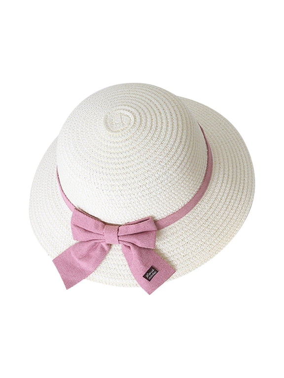 Baby Toddler Girls Straw Hat with Bowknot Summer Beach Hat Sun Protection Hat