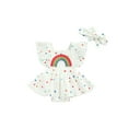 thumbnail image 1 of Baby Toddler Girls Summer Romper Dress,6 12 18 24 Months Cute Rainbow Dots Pattern Ruffle Sleeve Cross Back Bodysuit, 1 of 8
