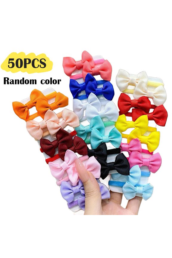 Baby Toddler Hair Ties, 30/50 Pcs Soft Elastic No Damage Bow Ponytail Holders for Girls Infant, Candy Color Terry Cloth Hair Accessories