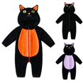 thumbnail image 1 of Baby Toddler Halloween Black Cat Hooded Jumpsuit Long Sleeve Zipper Warm Animal Outfit 6M-24M, 1 of 3