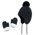 thumbnail image 1 of Baby Toddler Hats Gloves Set for Kids Winter Knit Earflap Beanie Warm Mitten Fleece Cap Girls Boys Hats & Caps, 1 of 4
