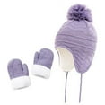 thumbnail image 1 of Baby Toddler Hats Gloves Set for Kids Winter Knit Earflap Beanie Warm Mitten Fleece Cap Girls Boys Hats & Caps, 1 of 4