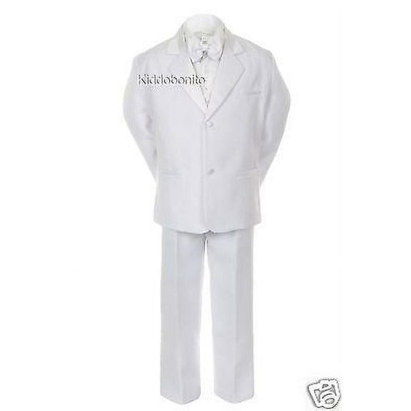 Baby Toddler Kid Teen 1st Communion Wedding Formal White Tuxedo Boy Suit sz S-20