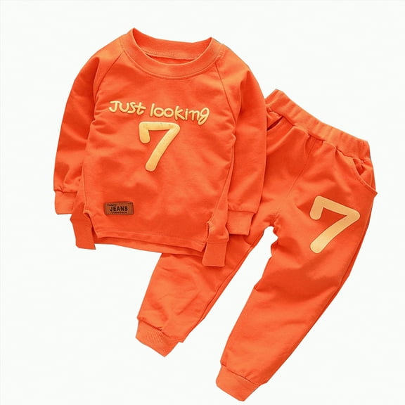 Baby Toddler Kids Boy Clothing Set Spring Fall Round Neck Long Sleeve Elastic Waist 6 9 12 18 24 Months Everyday Outfit 2PCS