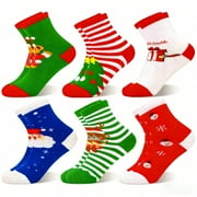 SKIBEAUT Baby Toddler Kids Christmas Socks 6 Pairs Colorful Crew Socks For Boys Girls 0-9 Years