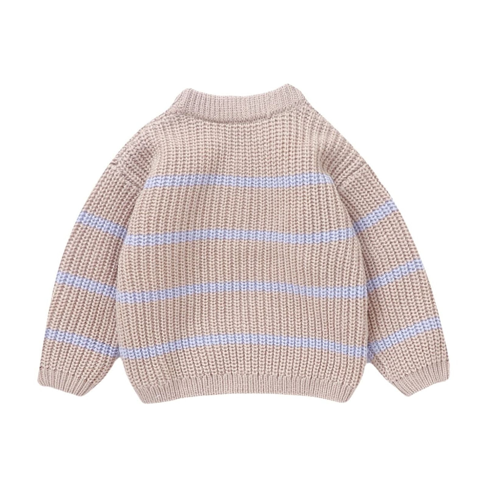 Baby Toddler Kids Girls Boys Stripe Long Sleeve Sweaters Warm Casual