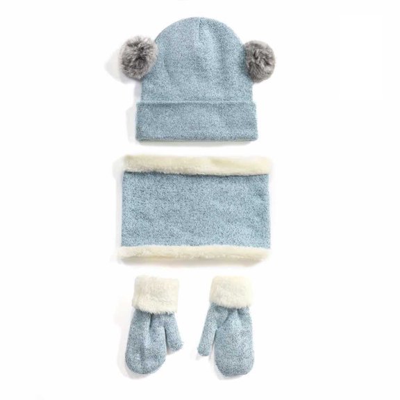 Baby Toddler Kids Girls Hats and Gloves Set Winter Knit Beanie Warm Fleece Cap 3-6T