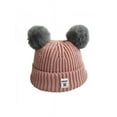 thumbnail image 1 of Baby Toddler Knitted Yarn Warm Hat Set Double Ball Decor Winter/Autumn Newborn Cap, 1 of 7