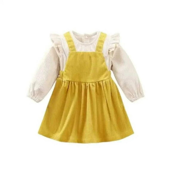 Baby Girl Long Sleeve Dress with Butterfly Ruffle Detail