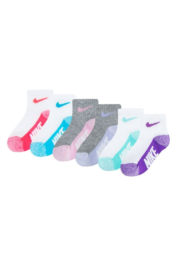 Baby & Toddler Nike Ankle Socks 6-Pack Color: White Grey Heather Size: 2T-4T
