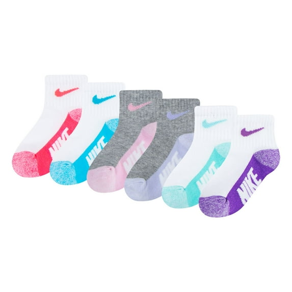 Baby & Toddler Nike Ankle Socks 6-Pack Color: White Grey Heather Size: 6-12MONTHS