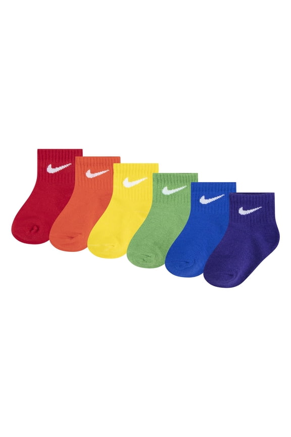 Baby & Toddler Nike Swoosh 6-Pack Ankle Socks Color: Rainbow Size: 12-24MONTH