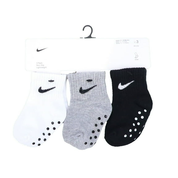 Baby & Toddler Nike Swoosh Ankle Gripper Socks 3-Pack Color: Grey Size: 12-24MONTH
