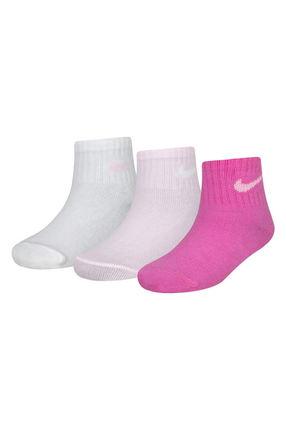 Baby & Toddler Nike Swoosh Ankle Gripper Socks 3-Pack Color: Pink Size: 2T-4T