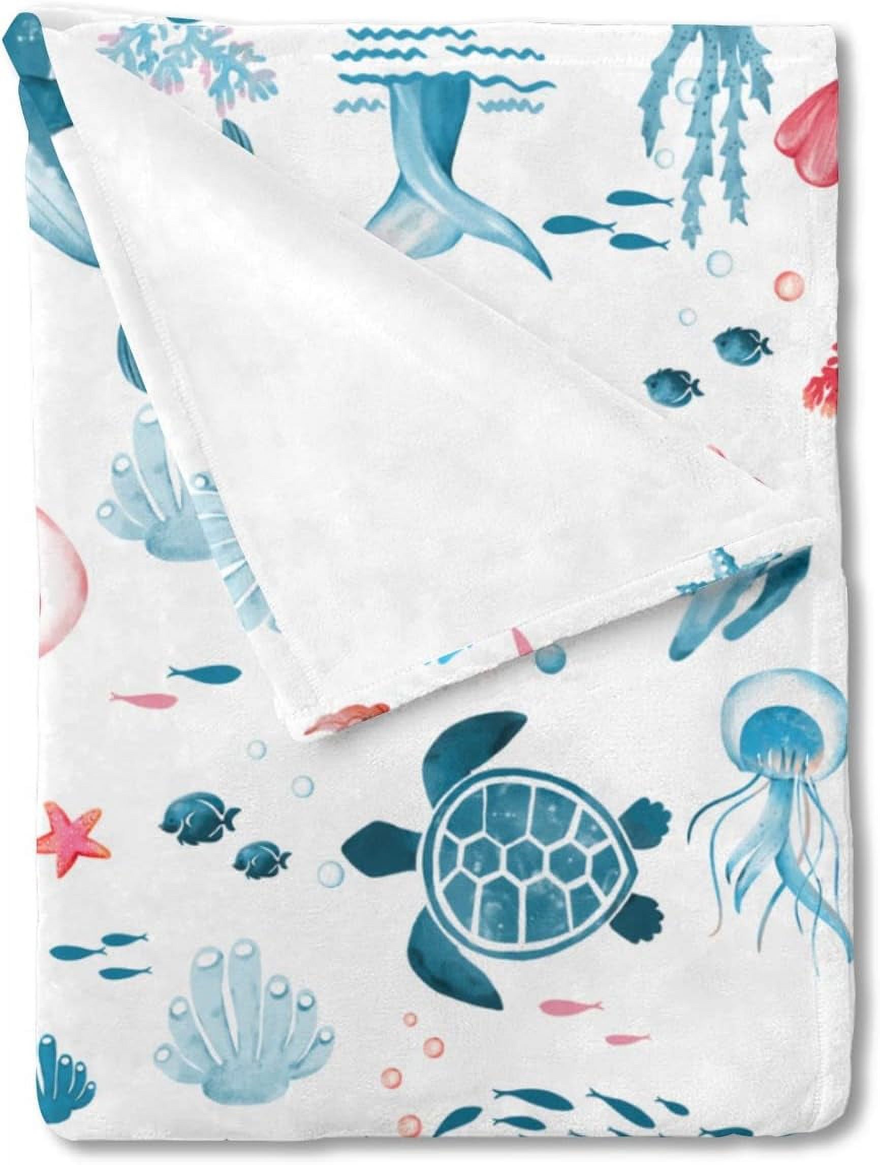 Baby Toddler Ocean Marine Animals Gift Blanket for Girls Boys Sea