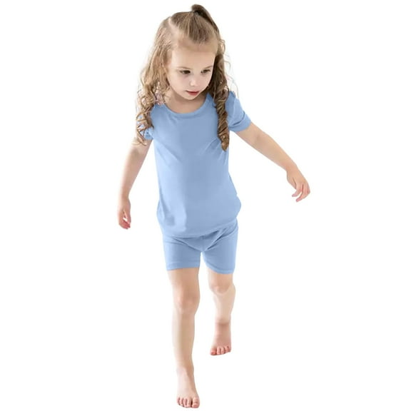 Baby Girls Pajamas Set Solid Girls Casual Pajamas Set Pullover Shirts with Shorts Boys Size Clothes 6-12 Months