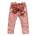 thumbnail image 1 of Baby Toddler Princess Girl Velvet Bowknot Soft Leggings Pants (Peach, 90/1-2 Years), 1 of 4