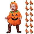thumbnail image 1 of Baby Toddler Pumpkin Kids Long Sleeve Hooded Romper Bodysuit and Long Pants Two Piece Set Unisex Halloween Kids Dress up Party Clothes Size 6-24M, 1 of 9