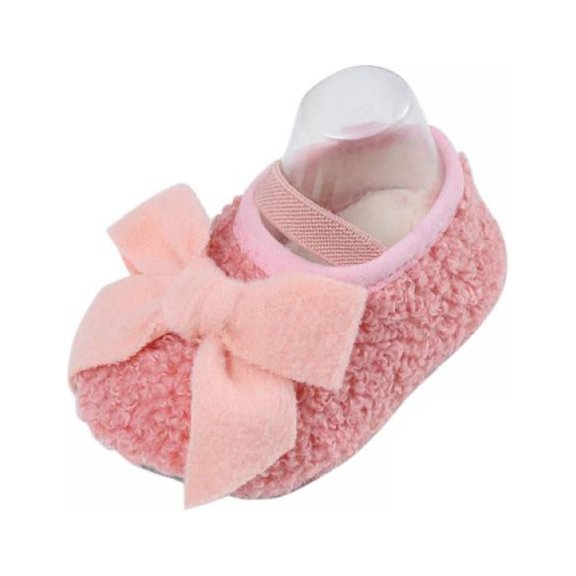 Baby Toddler Shoes Girl Baby Plush Bow Single Shoes   Hairband Two-piece Set