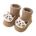 thumbnail image 1 of Baby Toddler Socks Anti Slip Cute Mid Tube Floor Socks Khaki, 1 of 3
