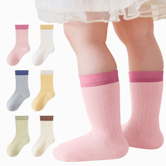 Baby Toddler Socks Cotton Crew Socks For Boys Girls Color-blocked Socks Infants First Walking Socks 0-12 Months 1T 2T 3T 4T 5T Kids