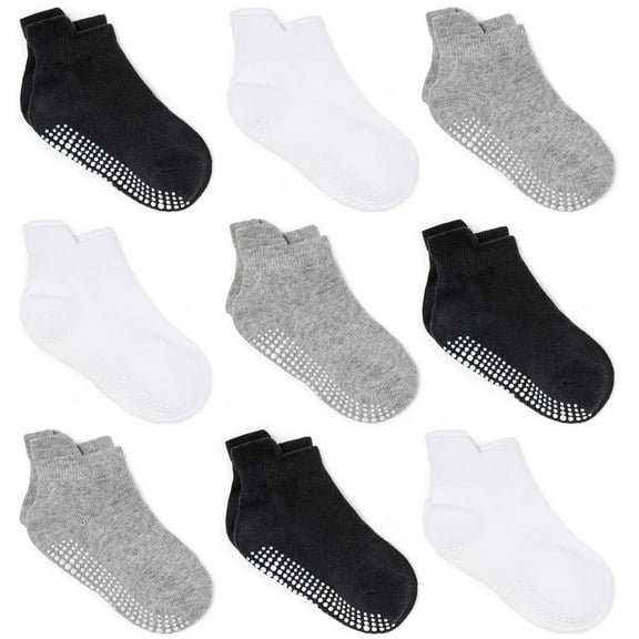 Baby Toddler Socks Grip Non Slip Boys Girls 9 Pack for Kids Ankle Cute Socks