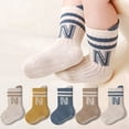 thumbnail image 1 of Baby Toddler Socks with Grippers, N Pattern Non-Slip Cotton Infant Socks Kids Walking Socks for Boys Girls-5 Pairs,12M-36M, 1 of 7