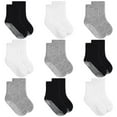 thumbnail image 1 of Baby Toddler Socks with Grip- 9 Pairs Anti-Skid Infant Socks for Crawling Walking Playing Non Slip Kids Boys Socks(01 Black+white+grey,1-3T), 1 of 5