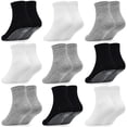thumbnail image 1 of Baby Toddler Socks with Grip- 9 Pairs Anti-Skid Infant Socks for Crawling Walking Playing Non Slip Kids Boys Socks(01 Black+white+grey,1-3T), 1 of 6